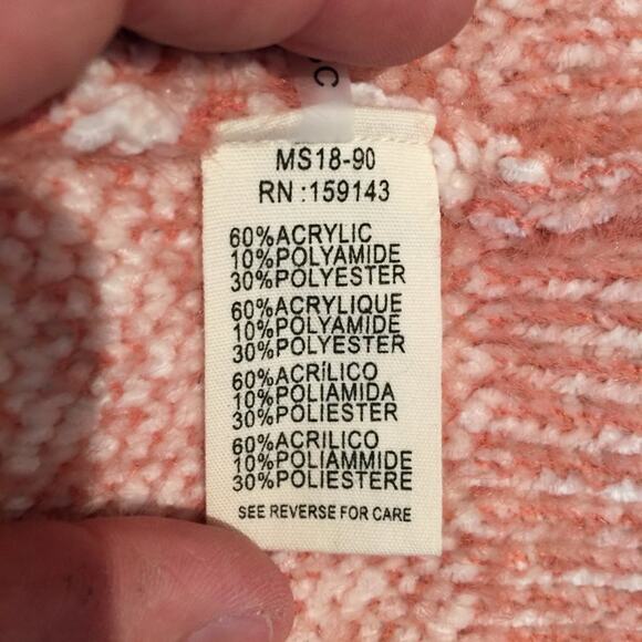 FRNCH Pullover Sweater V-Neck Long Sleeve Diagonal Stripe Chenille Rose Soft S/M - Picture 6 of 7